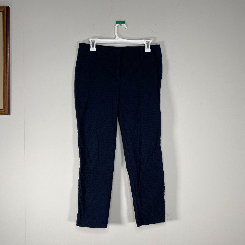 LOFT Marisa Ankle Dress Pants Women's 4 Mid Rise Blue Eyelet Office Business